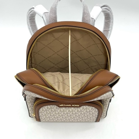 Michael Kors Jaycee Medium Zip Packet Backpack Vanilla/Brown (NWT) - Picture 7 of 11